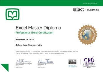 Excel Master Certification