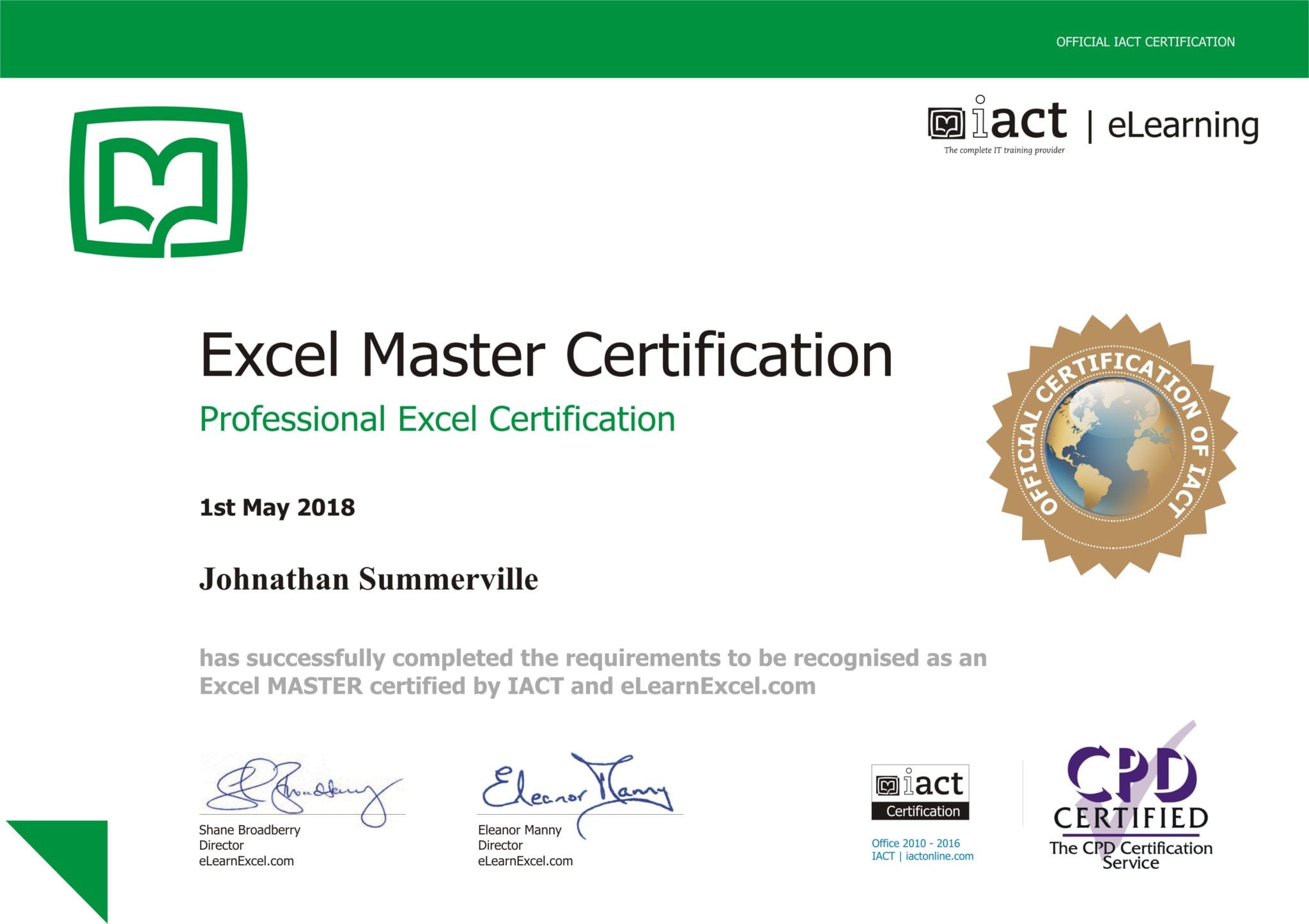 Microsoft Excel for Beginners Certification